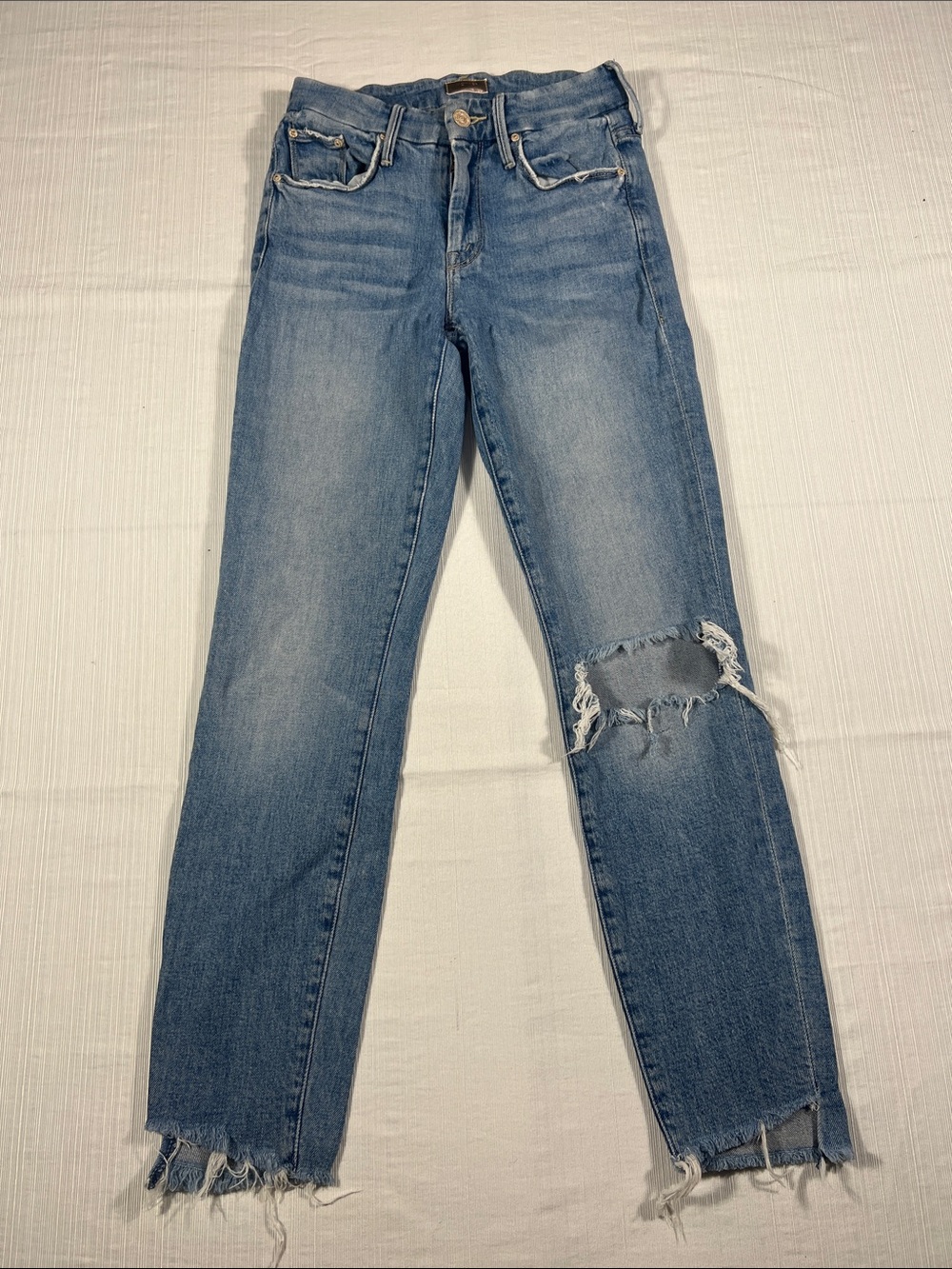 MOTHER Light Blue Distressed Jeans
